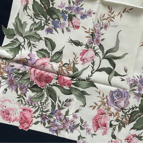 Yves Saint Laurent Floral Scarf - Pink, Purple, Green, Black - Picture 2 of 4